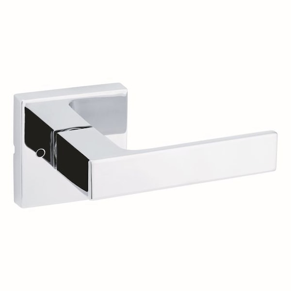 Singapore Lever with Square Rose Privacy Door Lock with 6AL Latch, RCS Strike Bright Chrome Finish